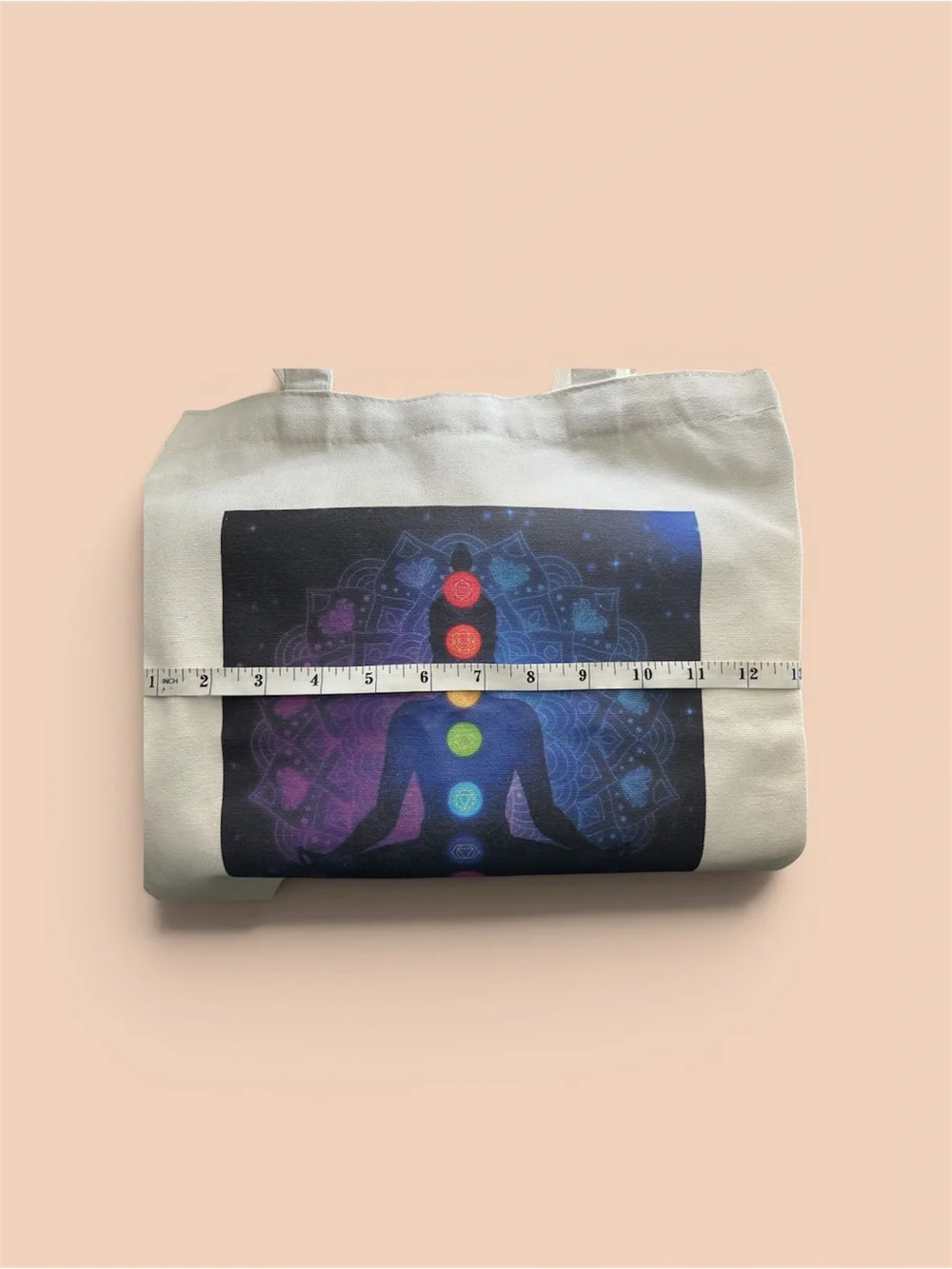 Neutral Canvas Tote with Chakra Mandala Print